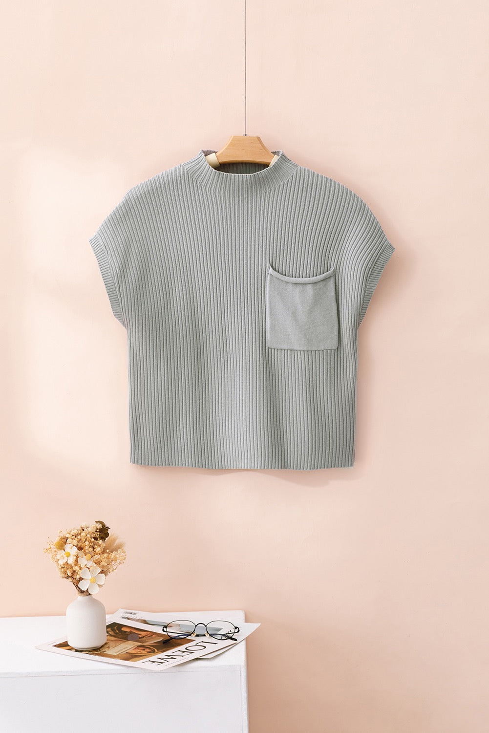 Grey Pocket Sweater Top