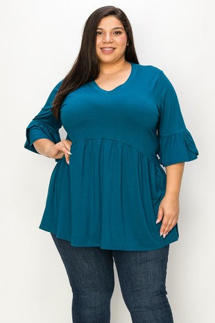 Plus Ruffle Sleeve Tunic Top