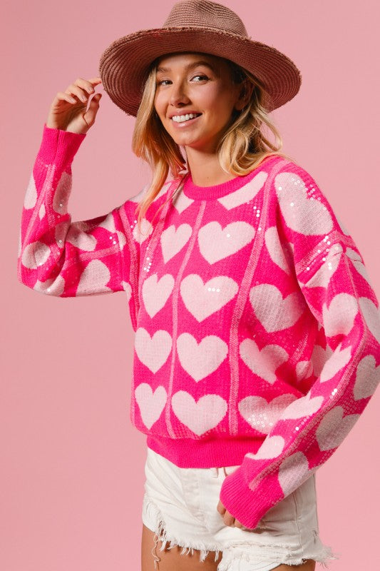 Sequin Heart BIBI Sweater