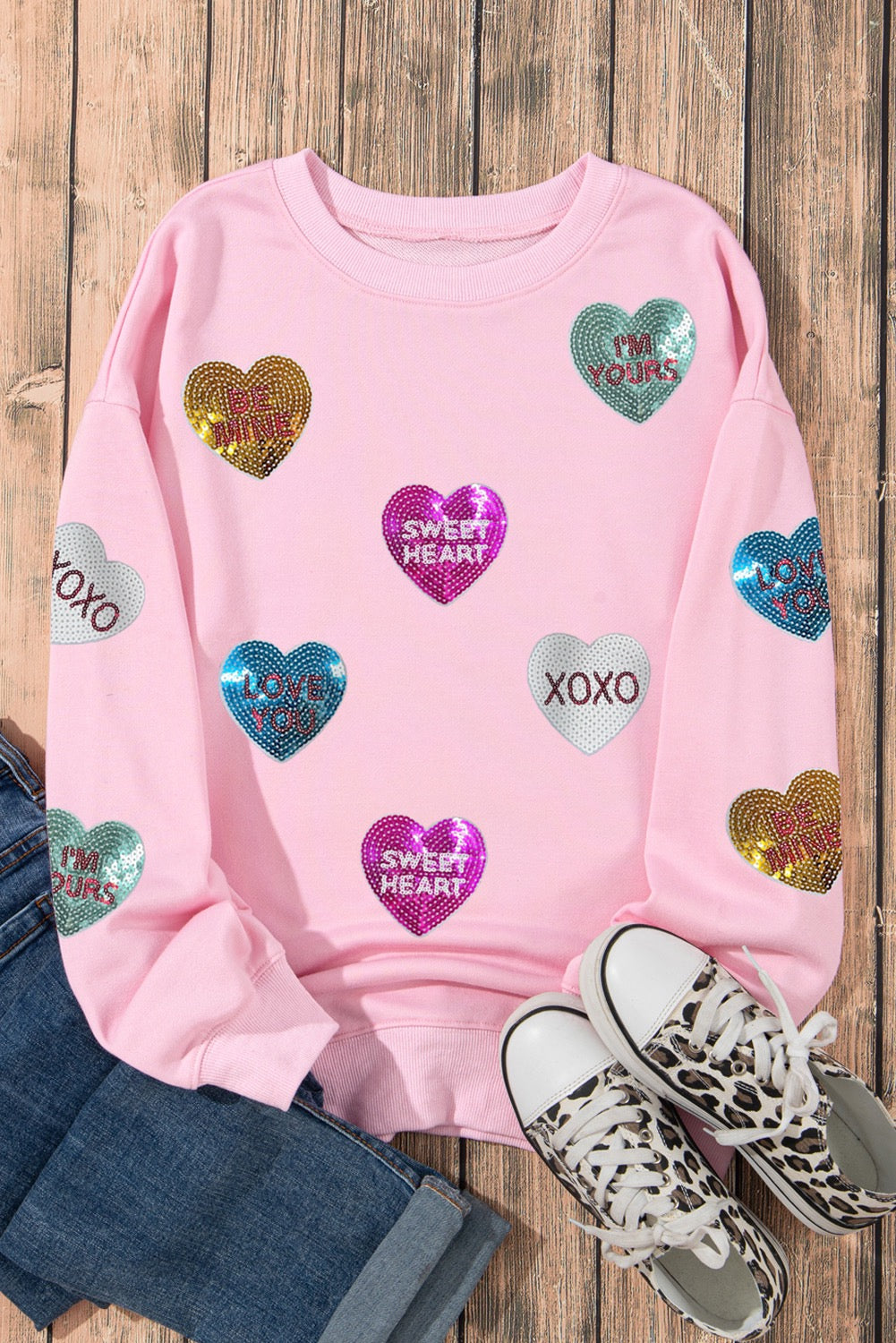 Sequin Heart Candy Sweater