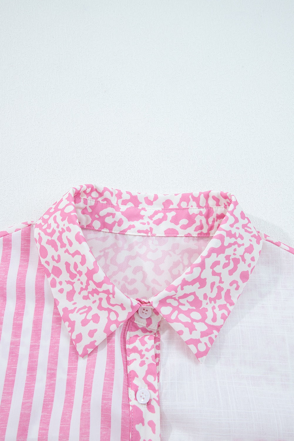 Mixed Leopard Oxford Top