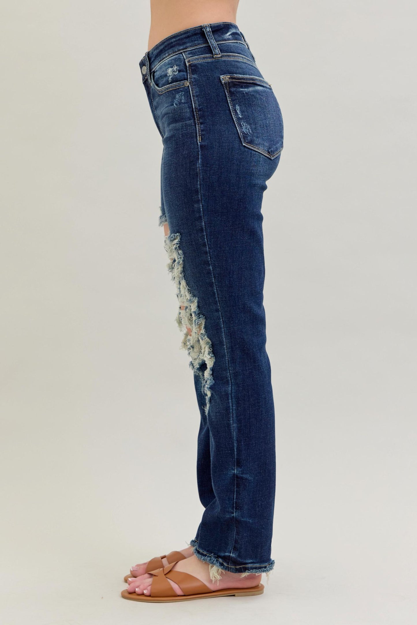 Distressed Straight Frayed Judy