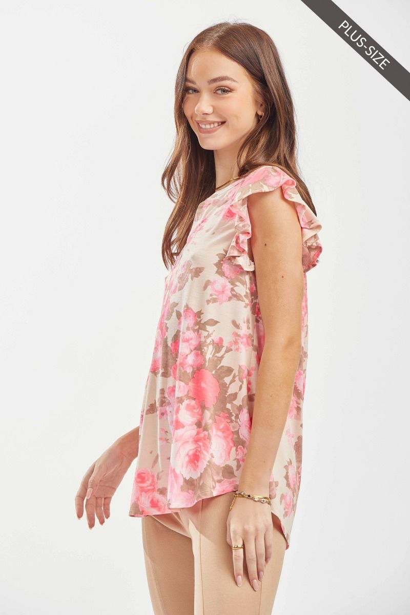 Dear Scarlett Morning Rose Flutter Top