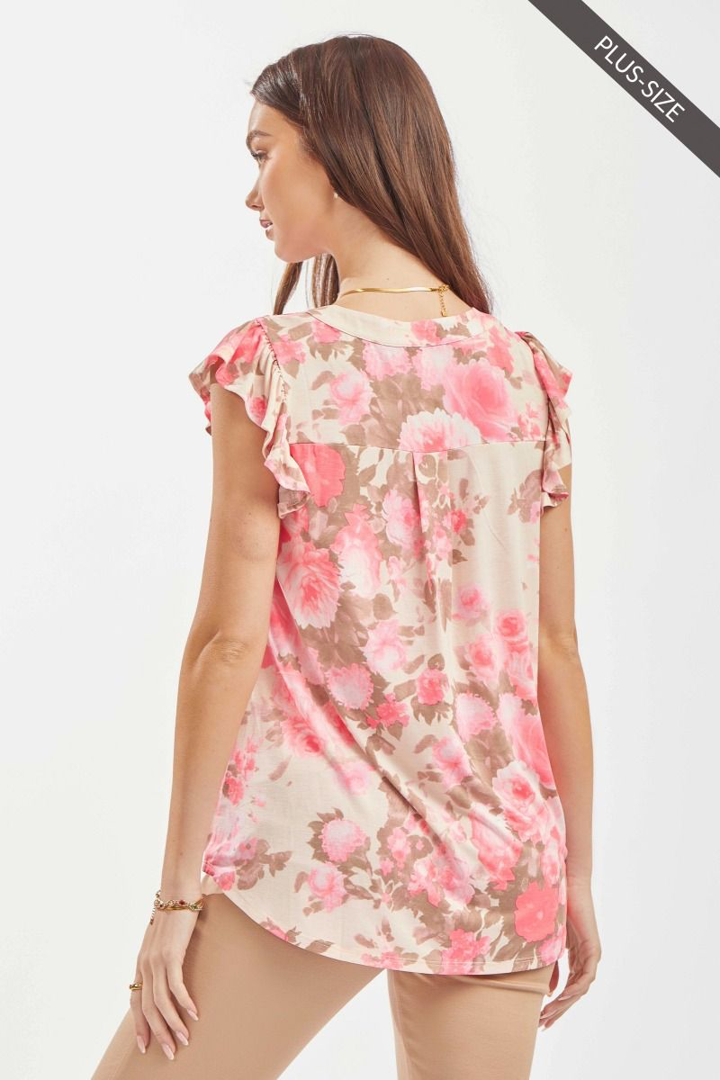 Dear Scarlett Morning Rose Flutter Top