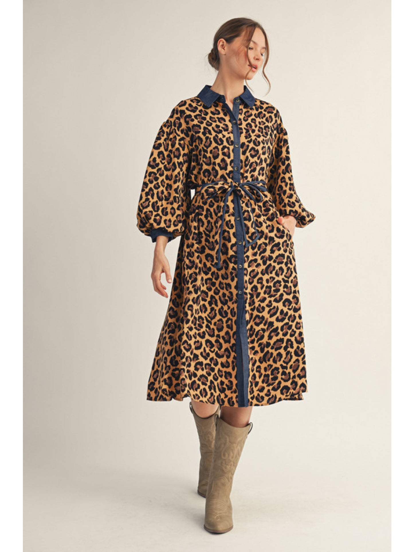 Jodifl Leopard N Denim Dress