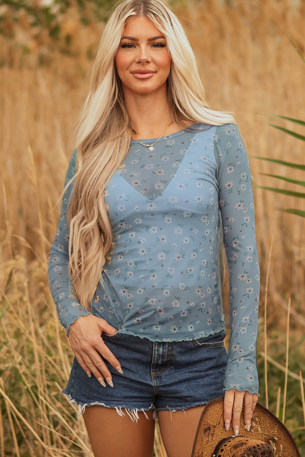Sheer Daisy Blue Top