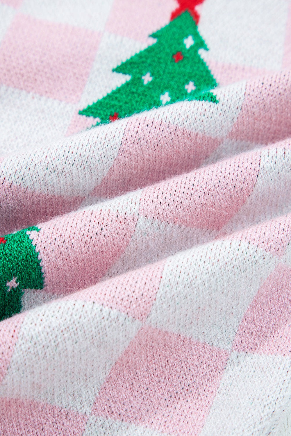 Christmas Pink Check Tree Cardi