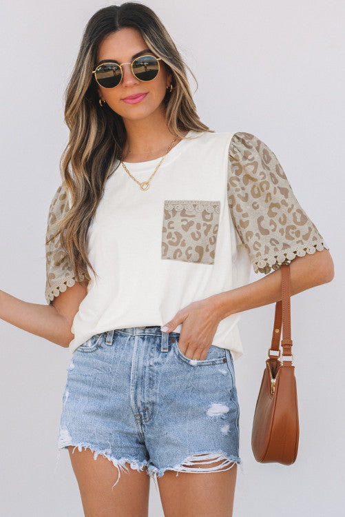 Leopard scallop top