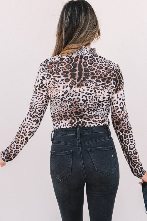 Leopard Bodysuit sheer Top