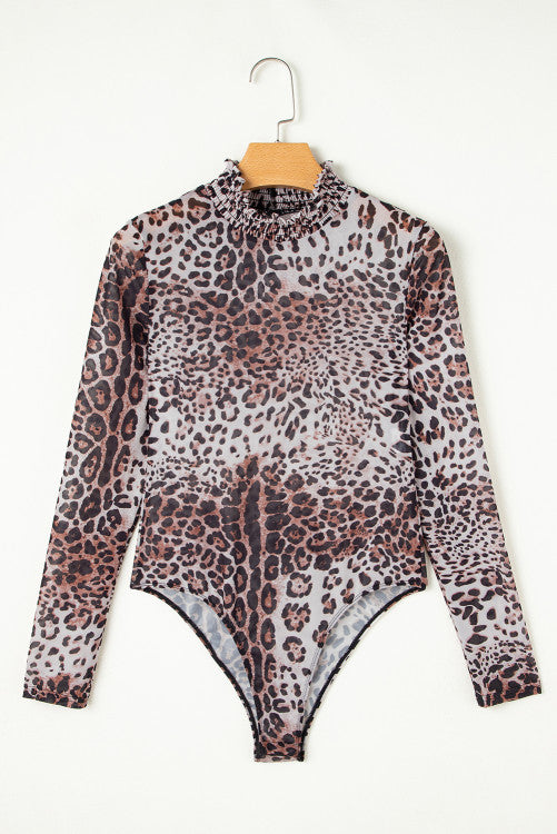 Leopard Bodysuit sheer Top