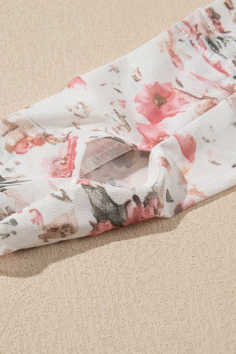 Sheer floral thumb hole Top