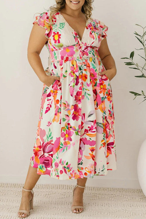 Sale Curvy Floral Dress w/pockets
