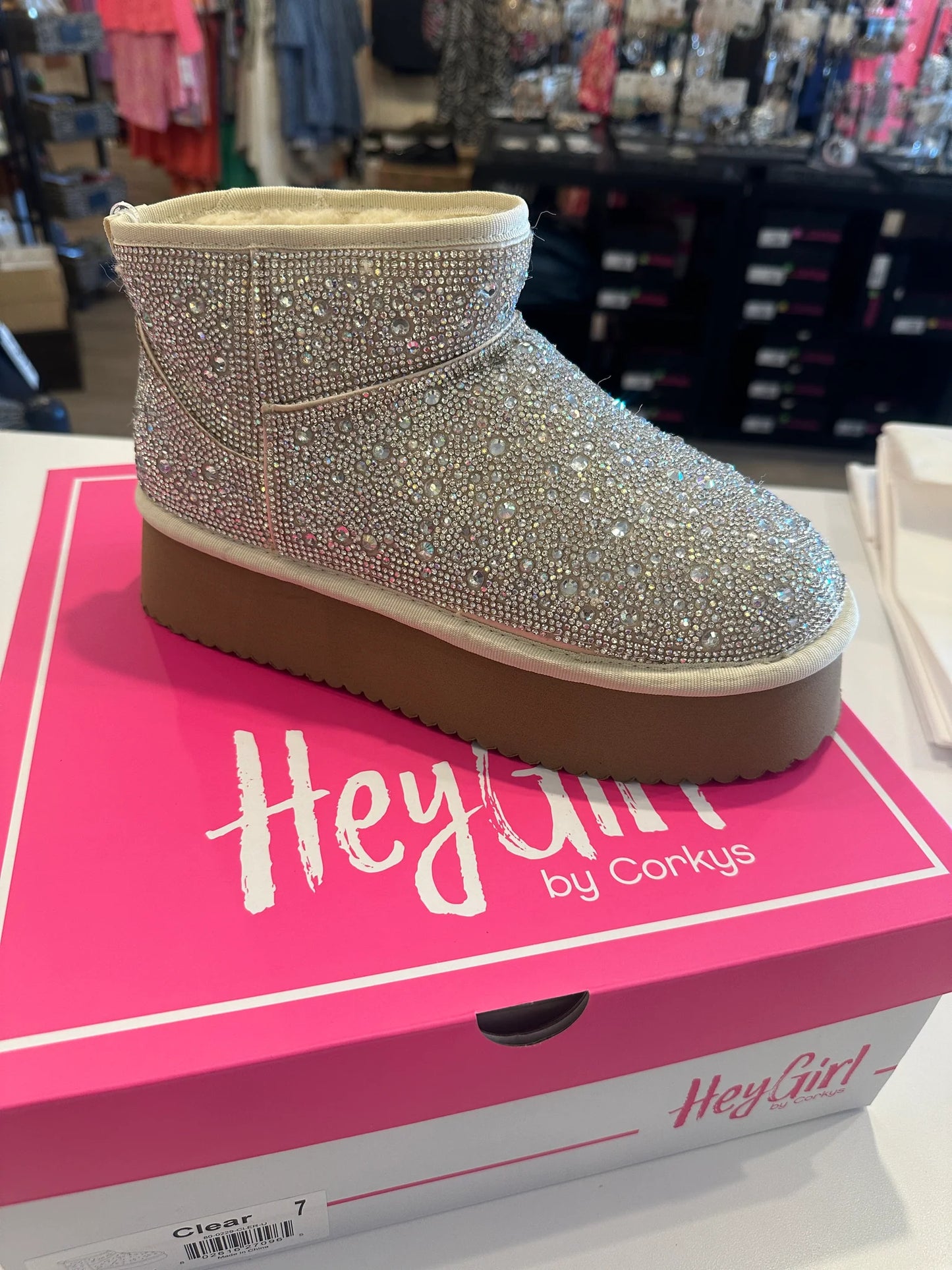 Homebody Rhinestone Round Toe Platform Pull On Booties