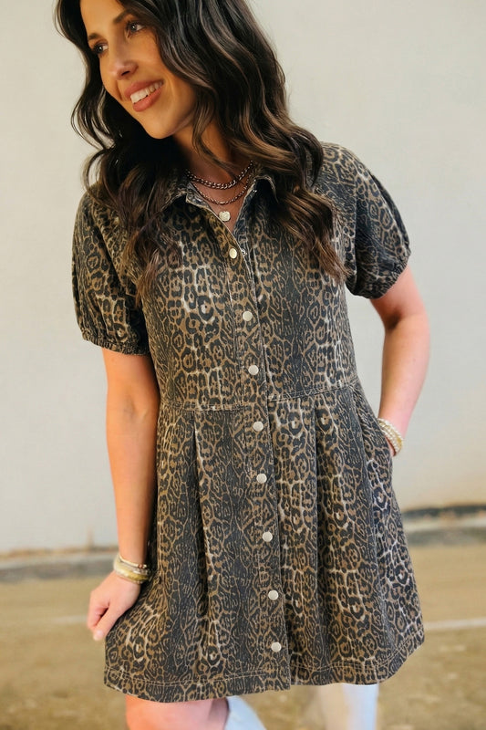 Carazy Denim N Leopard Dress