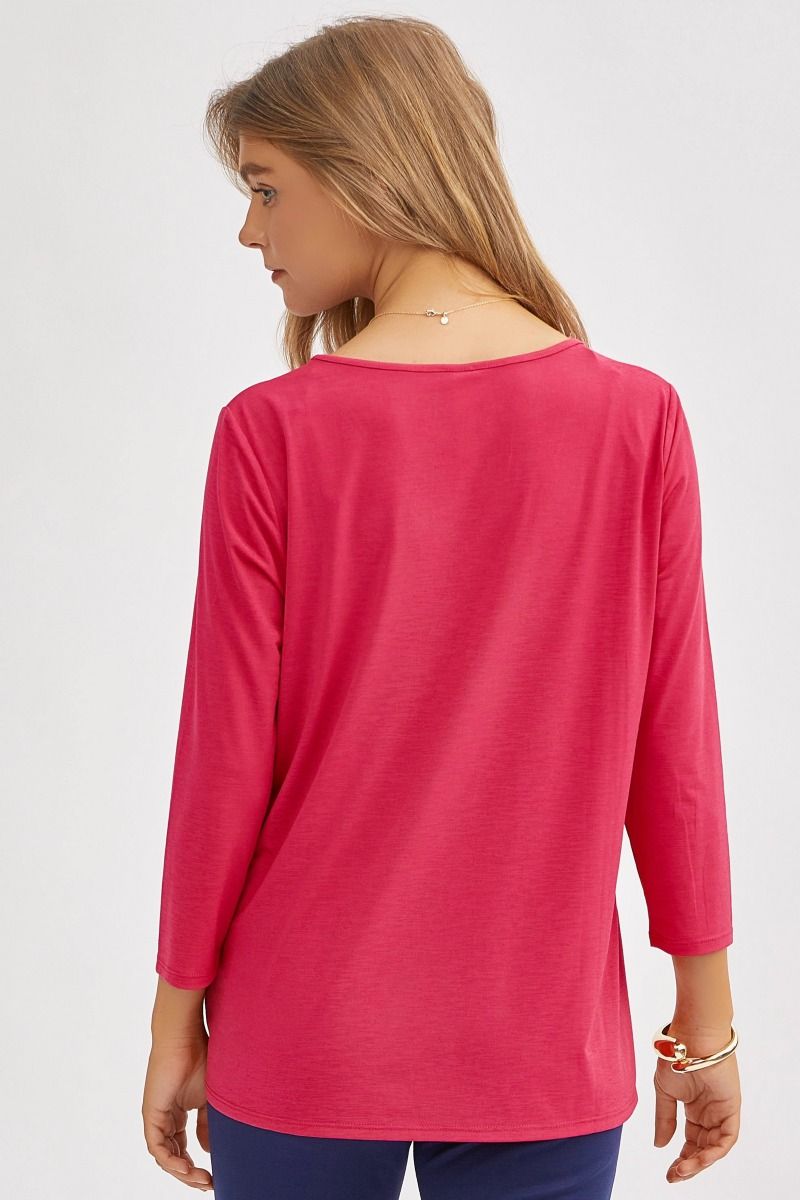 Solid Dear Scarlett 3/4 Top