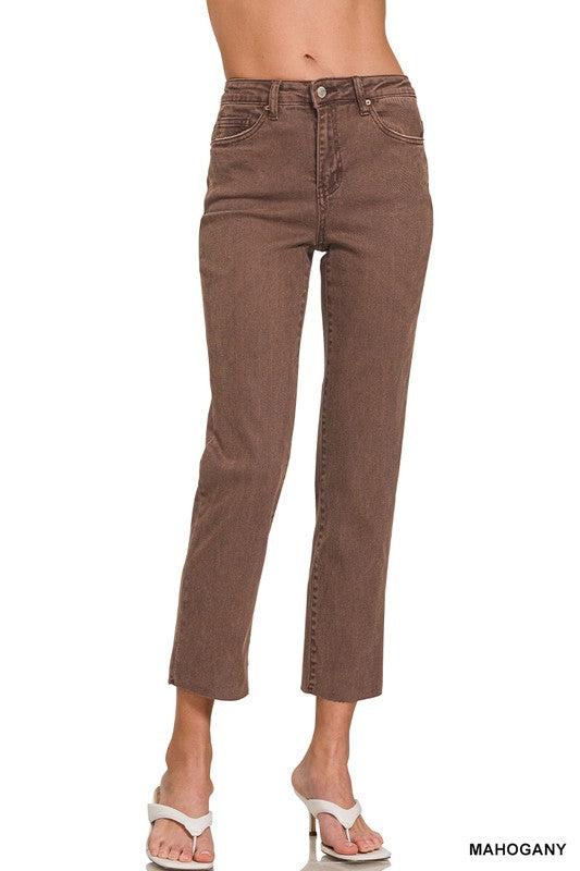 Zenana Acid Cropped Straight Jeans