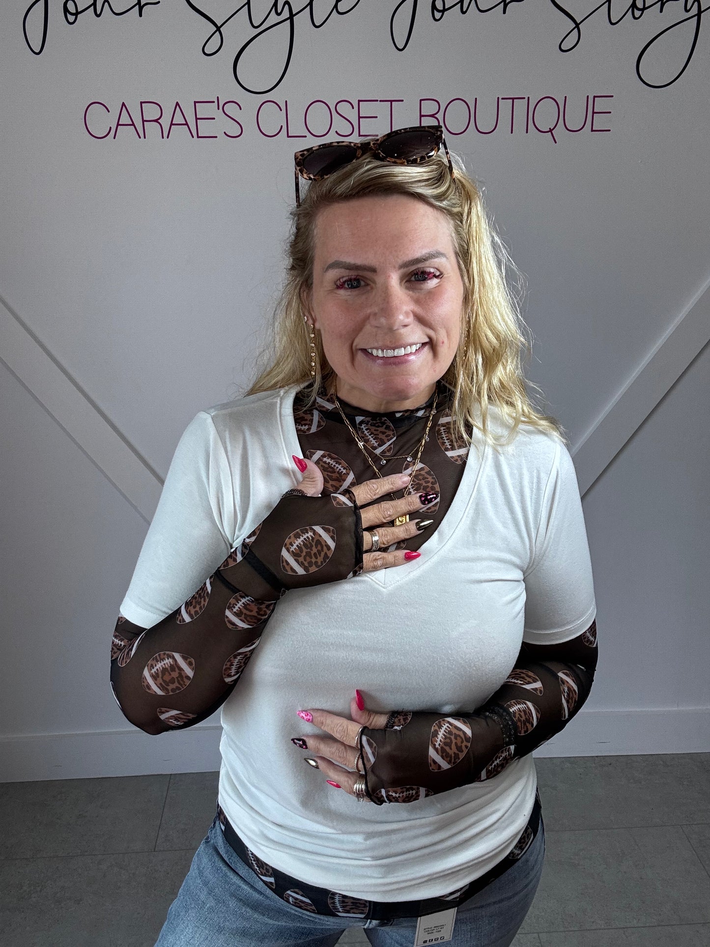 Ee:Some Leopard Football Mesh Top