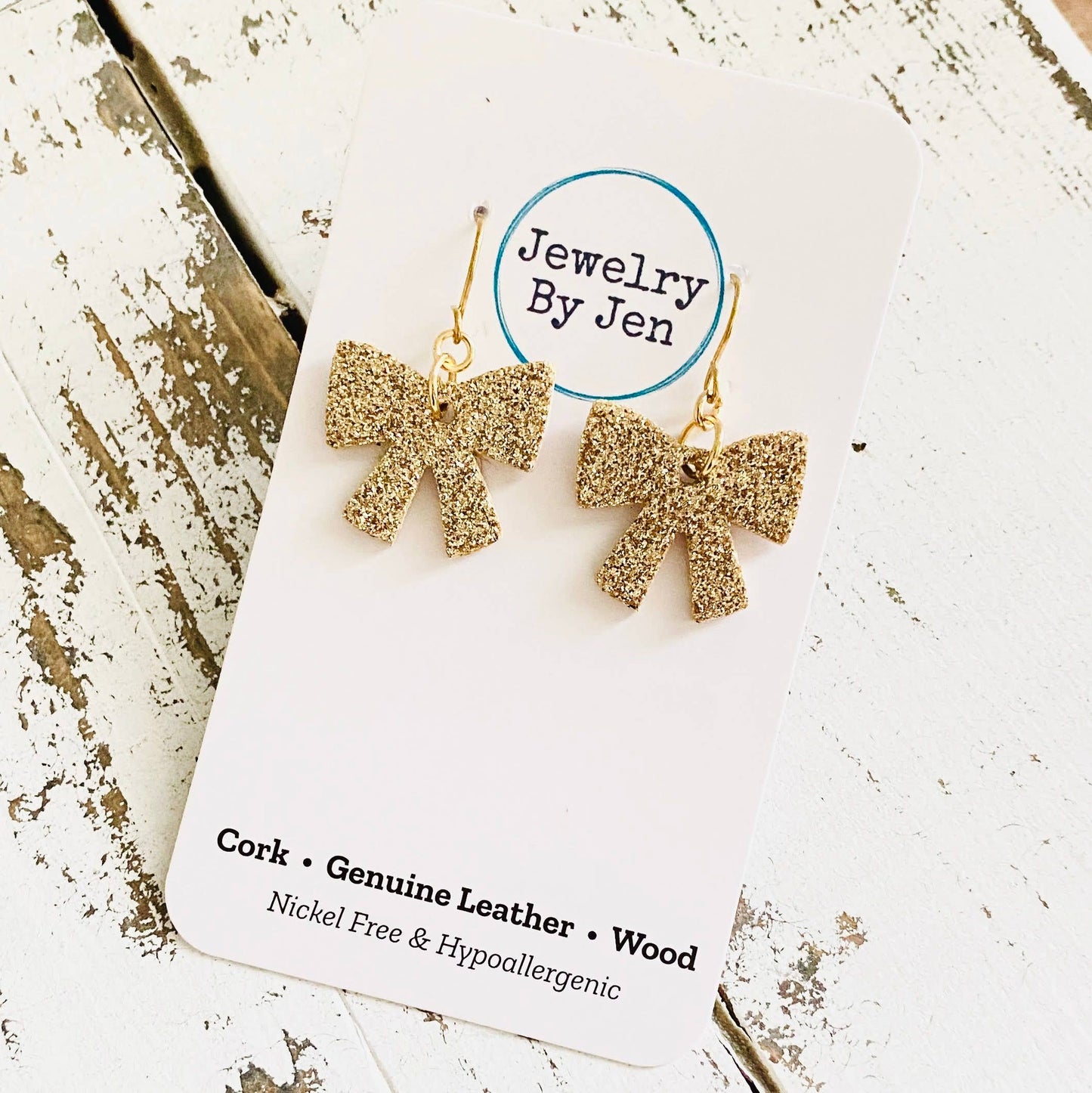Doorbuster Bow Earrings: Gold Fine Glitter
