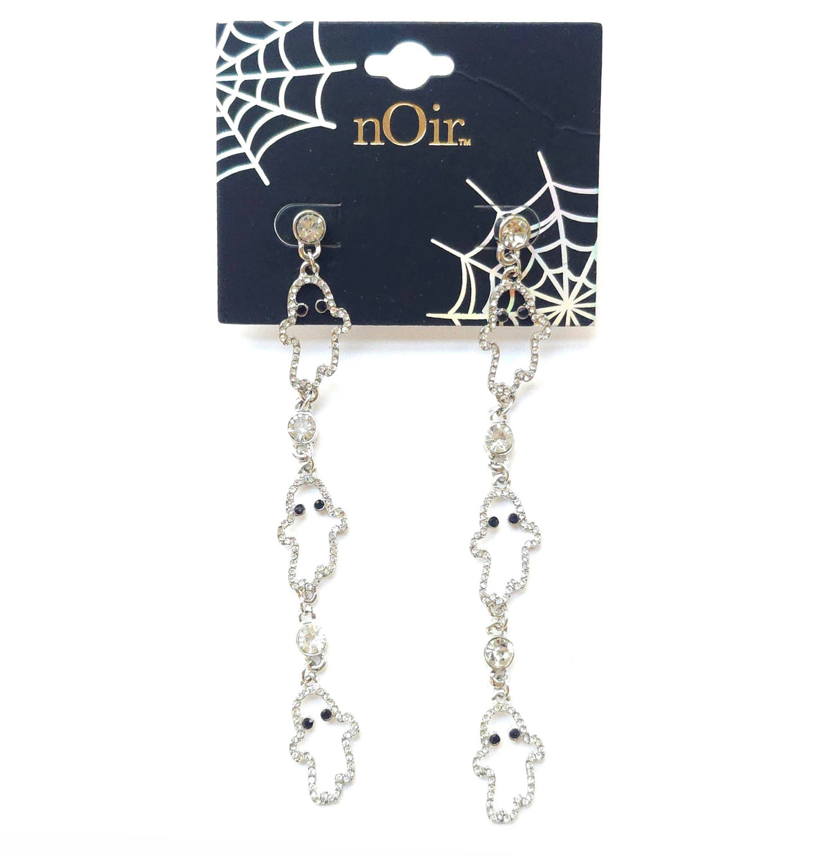 Three Rhinestone Ghost Halloween Drop Earring