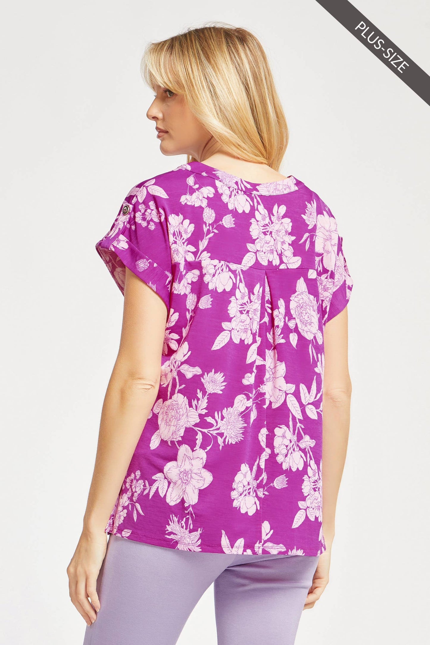 Curvy Purple Floral Dolman
