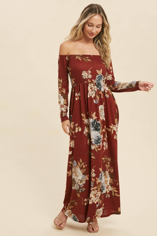 FLORAL HACCI BRUSHED MAXI DRESS