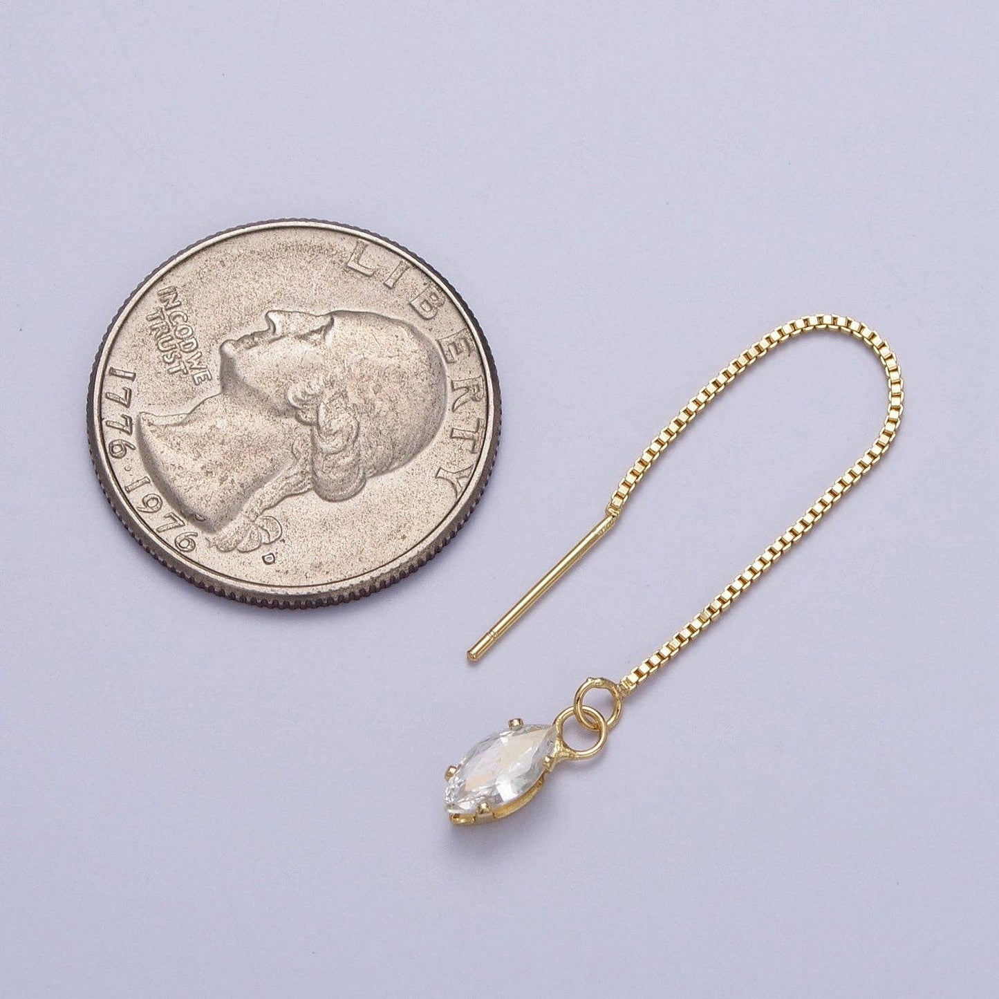 Doorbuster Gold CZ Chain Threader Earrings