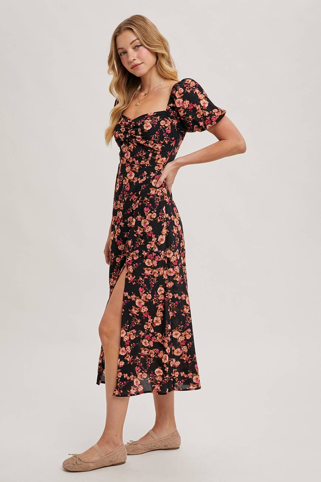 FLORAL PRINT SWEETHEART DRESS