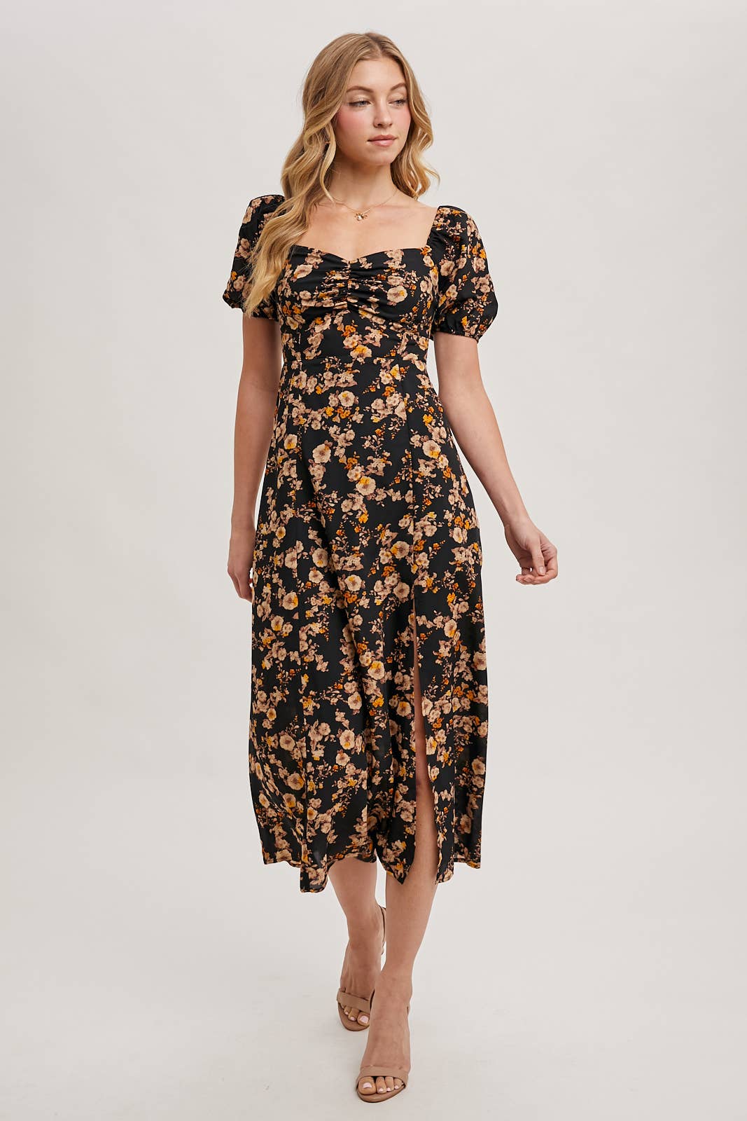 FLORAL PRINT SWEETHEART DRESS