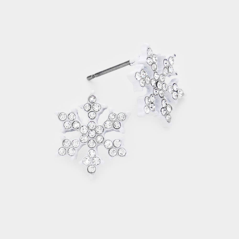 Crystal Paved Snowflake Stud Earrings