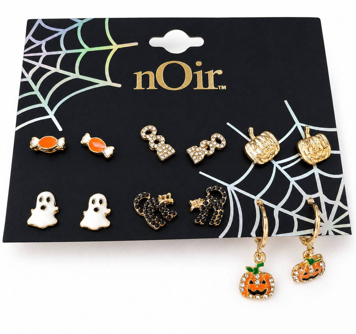 Halloween Set of 6 Earrings With Boo, Cat, Ghost and Others
