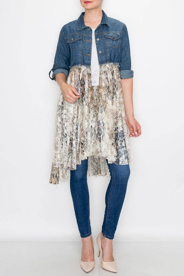 Origami Chic Denim Lace Jacket