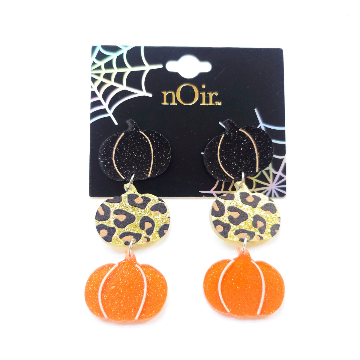 Triple Resin Pumpkin Drop Halloween Earring
