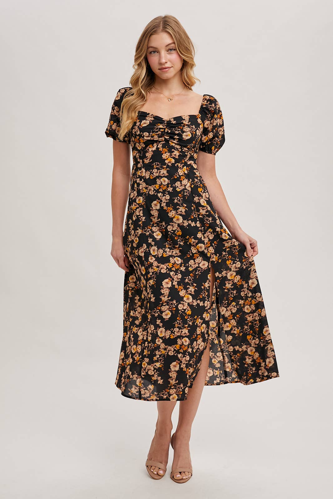 FLORAL PRINT SWEETHEART DRESS