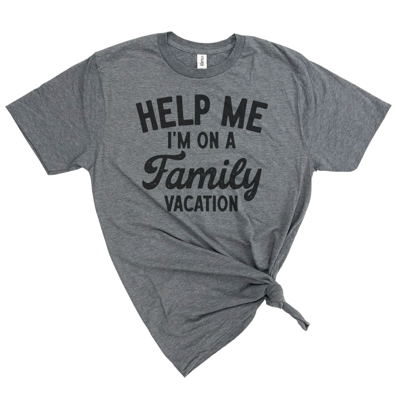 Help Me Family Vacation Grey T-shirt