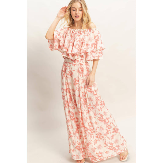Floral Off-Shoulder Top & Pants Set