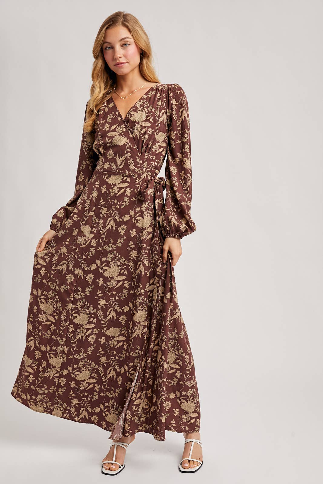 FLORAL WRAP MAXI DRESS