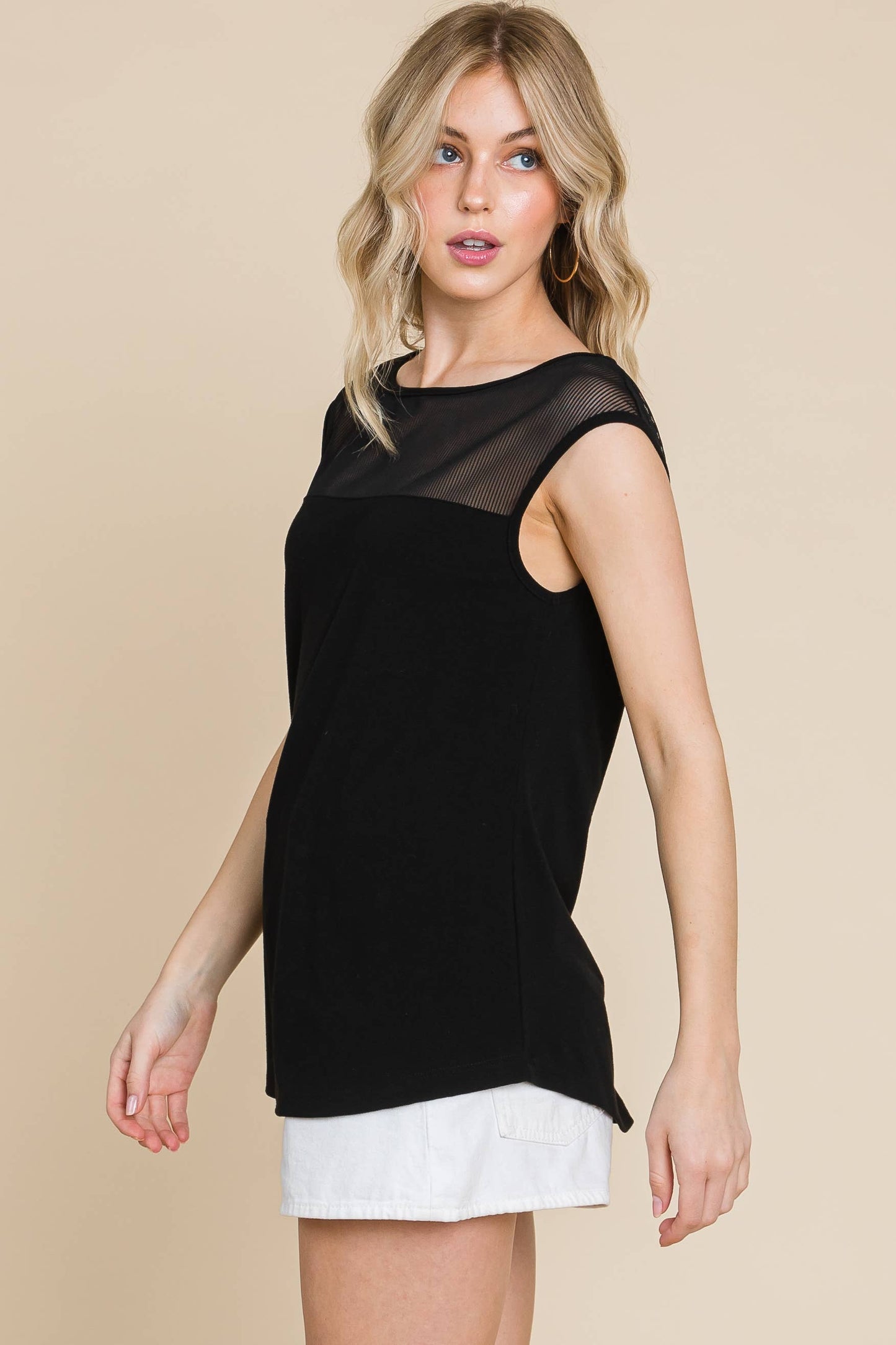 Plus Size Boat Neck Solid Tank Top