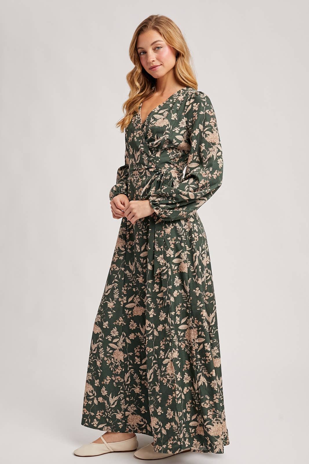 FLORAL WRAP MAXI DRESS
