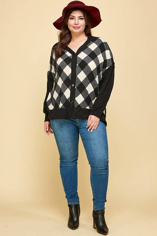 Buffalo Plaid Knit Cardigan