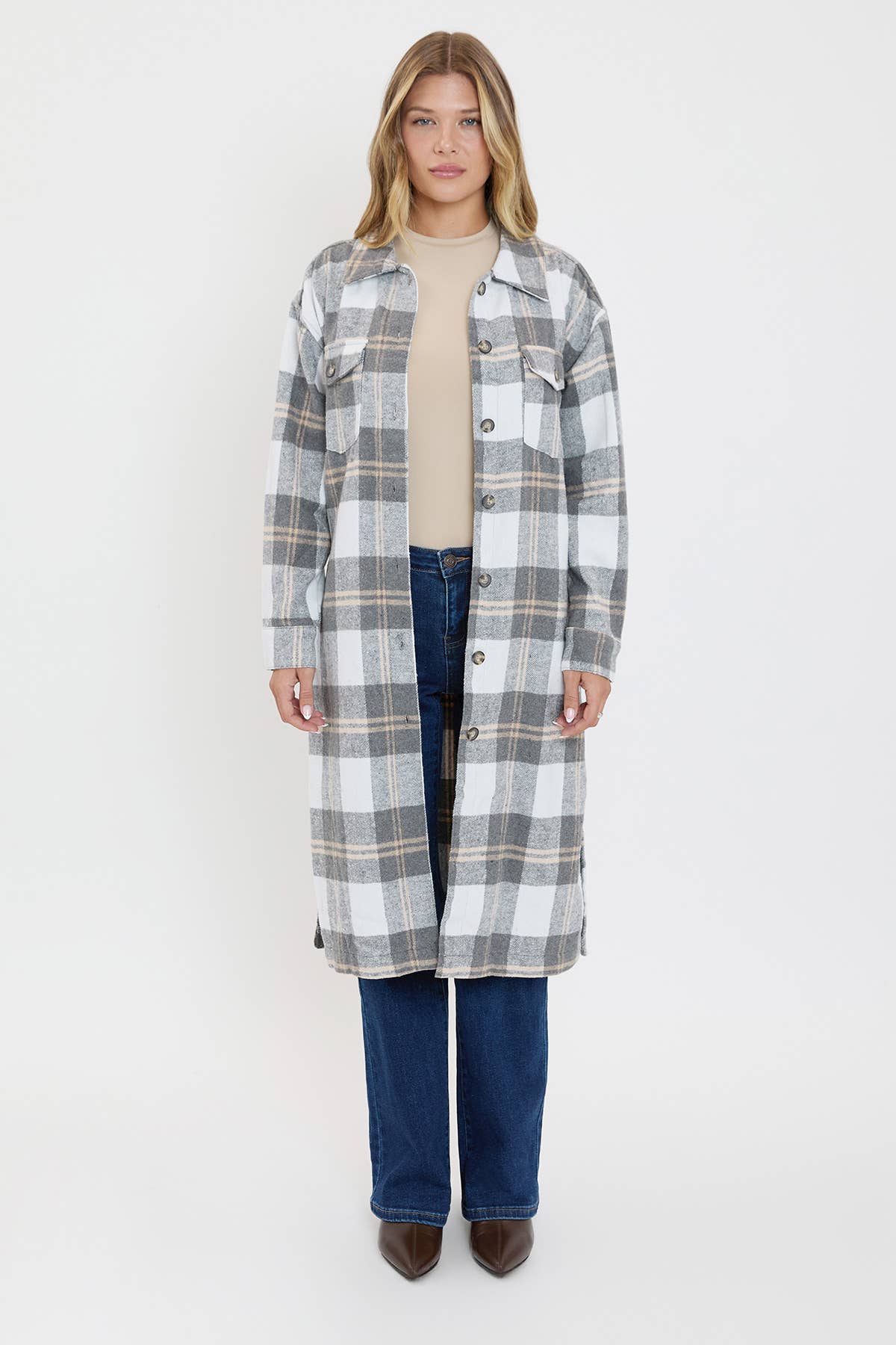 Plaid Shacket Long Duster