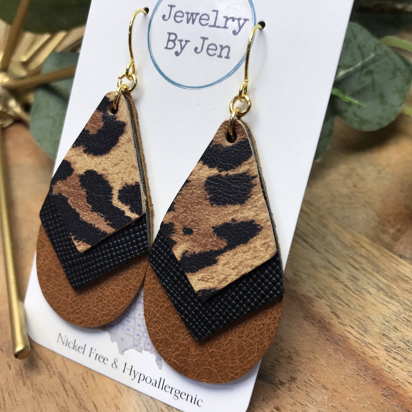 Triple Stacked Teardrop: Cheetah, Black & Cognac