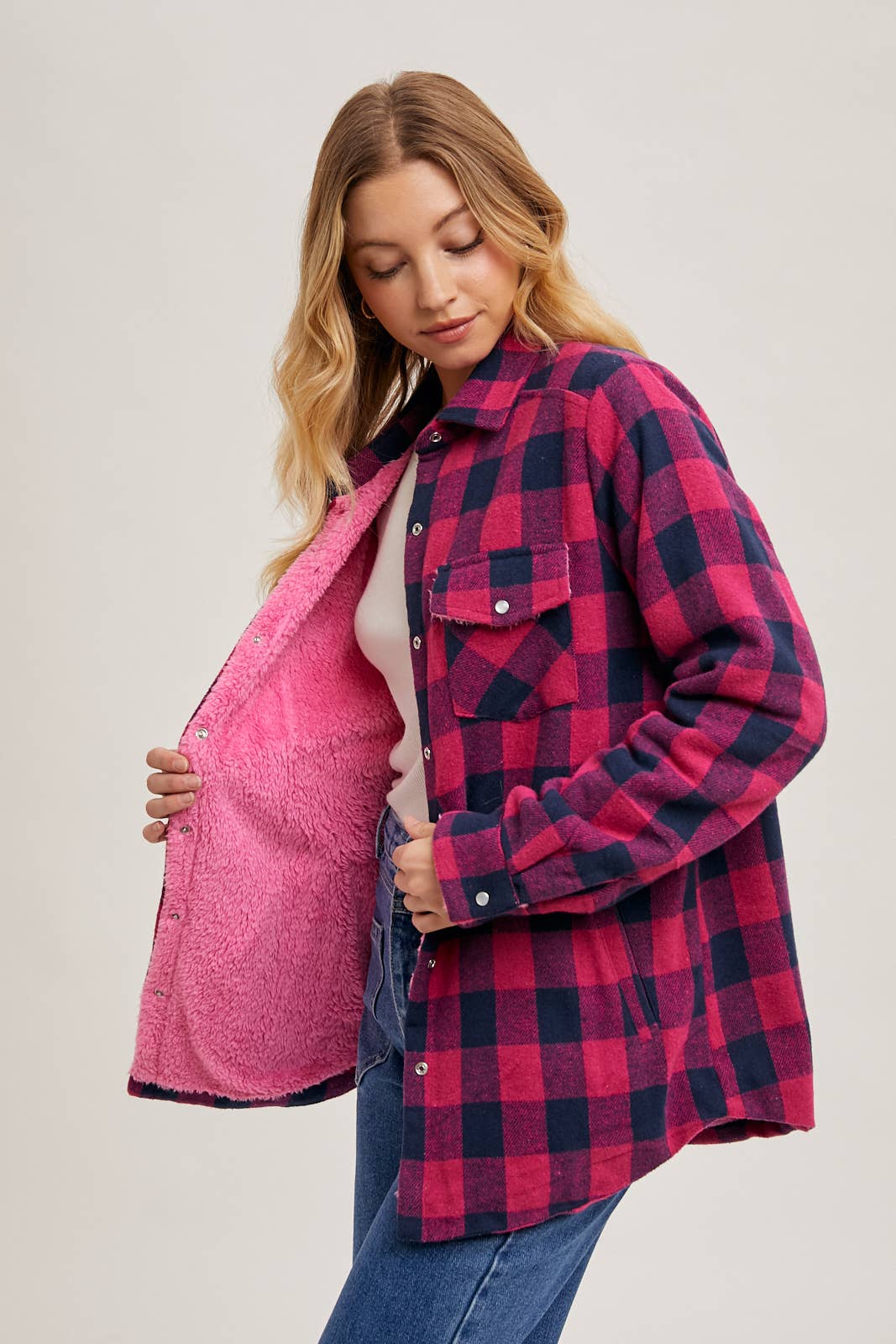 BUFFALO PLAID SHERPA-LINED SHACKET