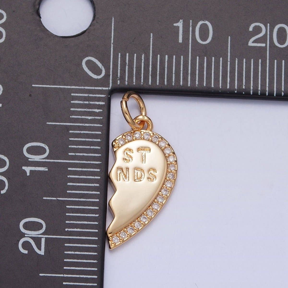 16K Gold Filled Best Friends Micro Paved Cubic Zirconia Breakable Heart Charm Set For Jewelry Making
