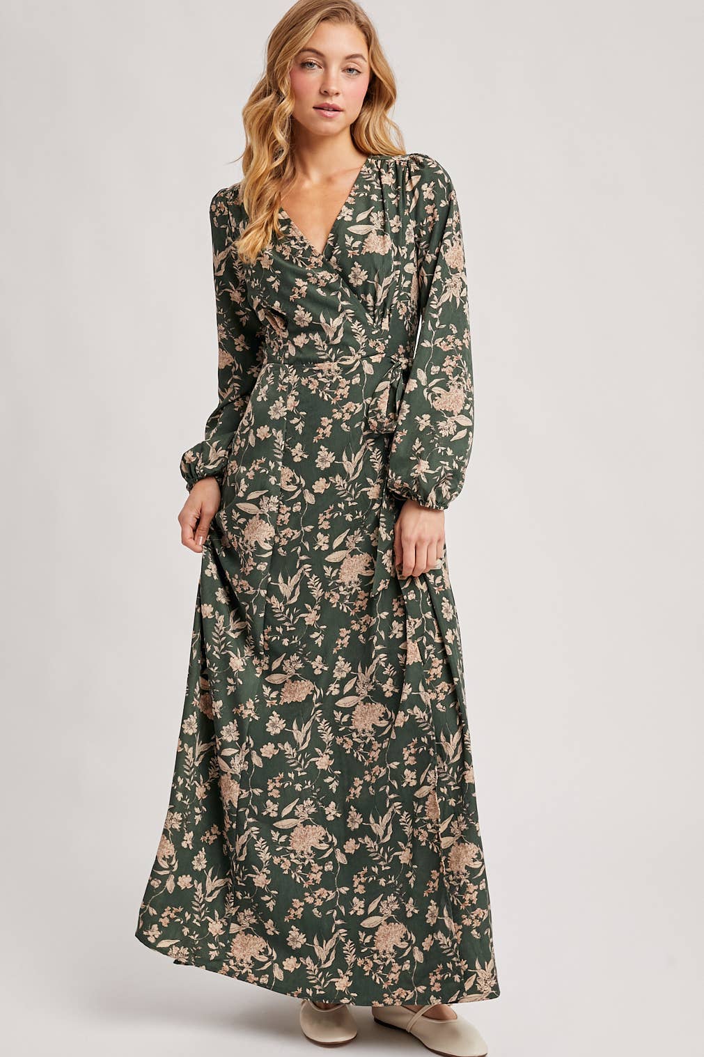 FLORAL WRAP MAXI DRESS