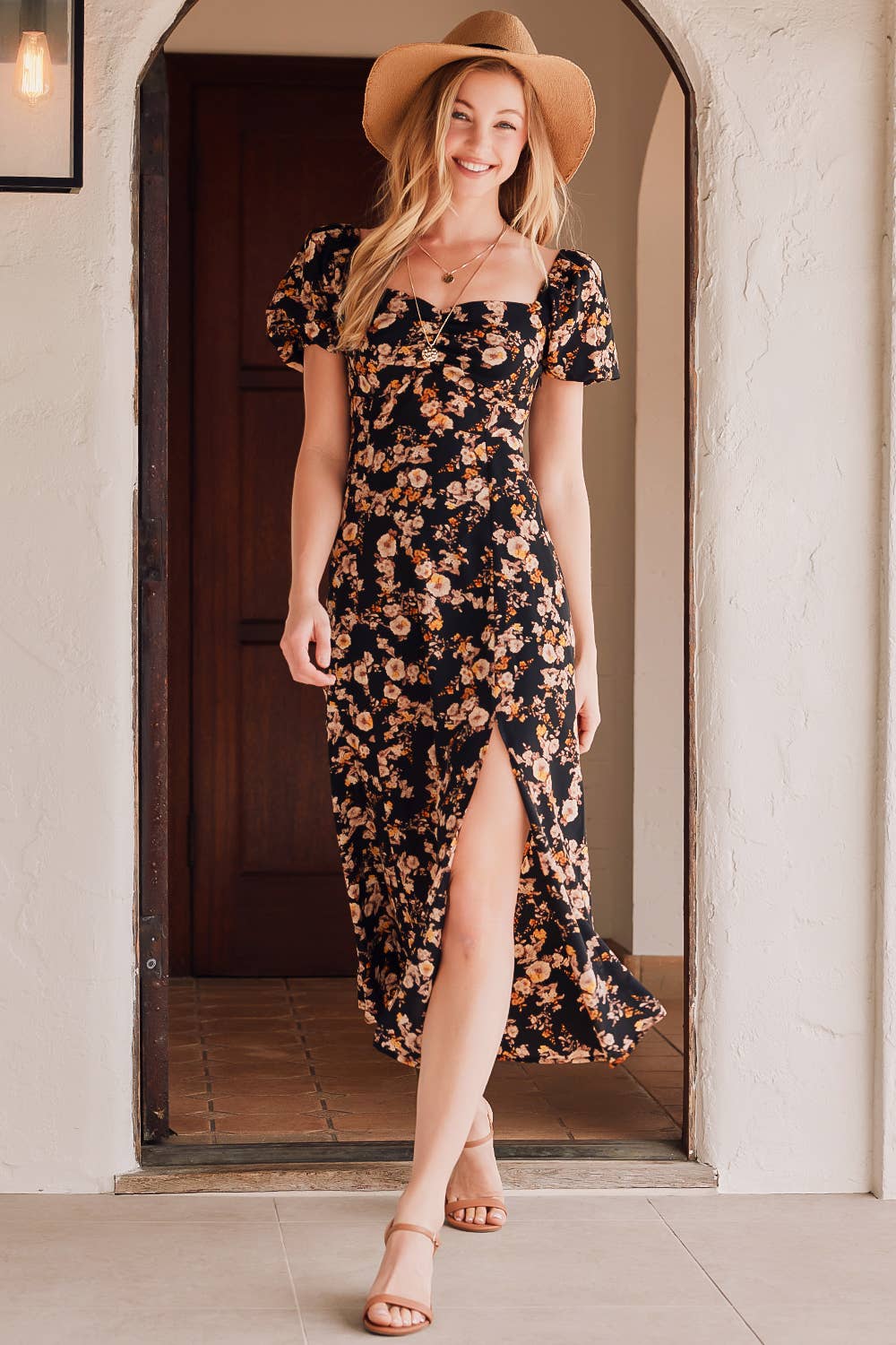 FLORAL PRINT SWEETHEART DRESS