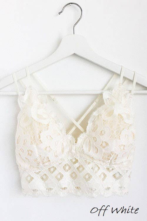 Scalloped Lace Cami Bralette: 2-2-2(S-M-L) / COCOA