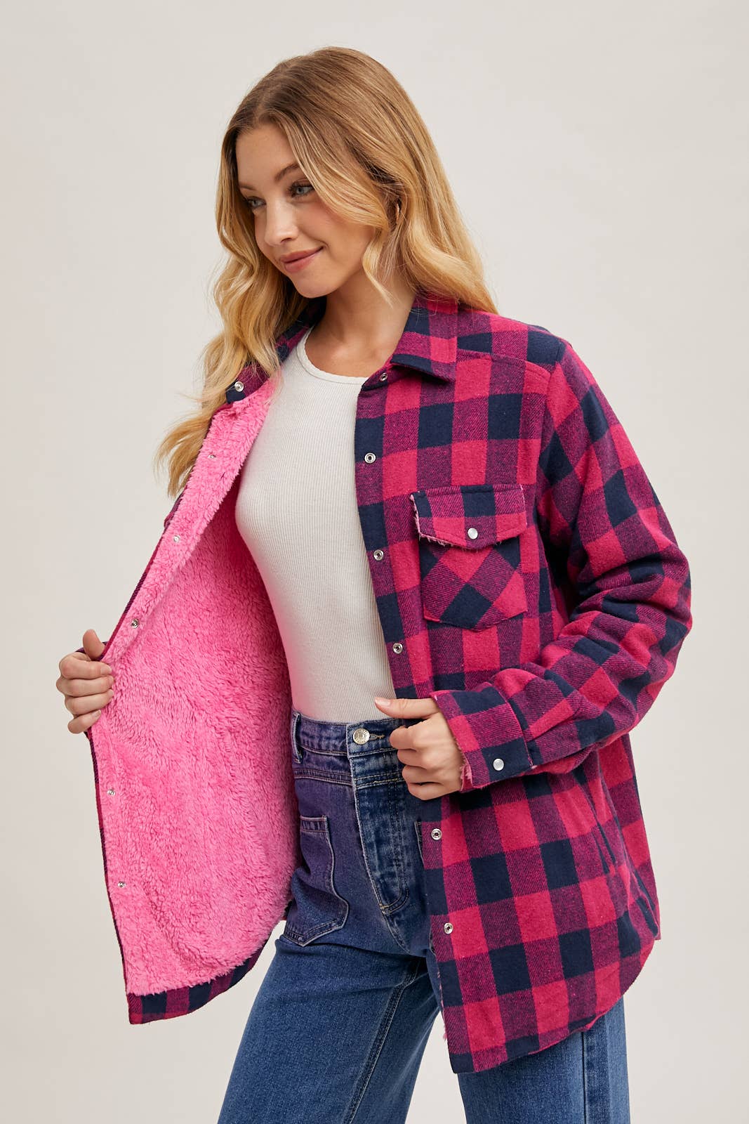 BUFFALO PLAID SHERPA-LINED SHACKET