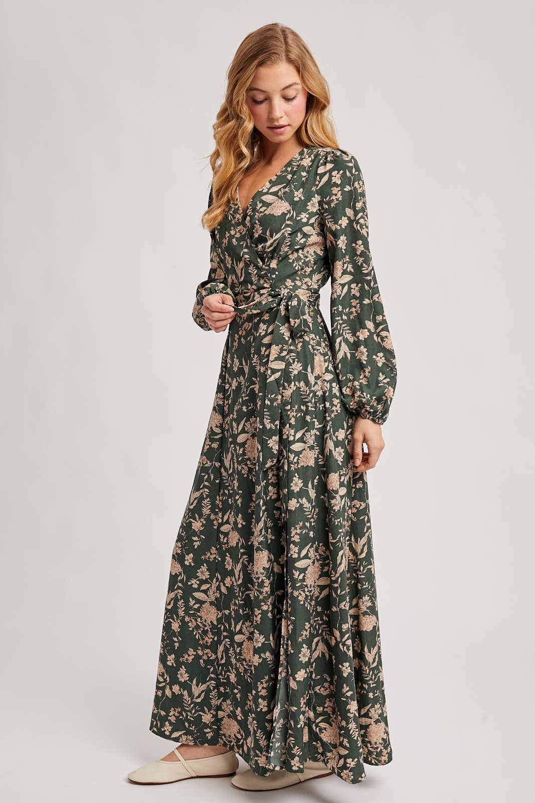 FLORAL WRAP MAXI DRESS