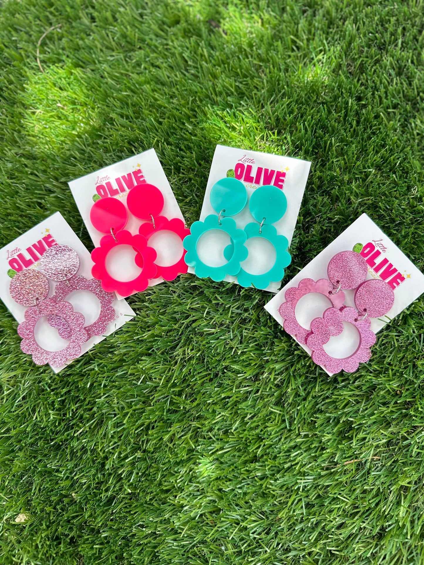Retro Flower Power '60s Dangle Earrings Stainless Posts