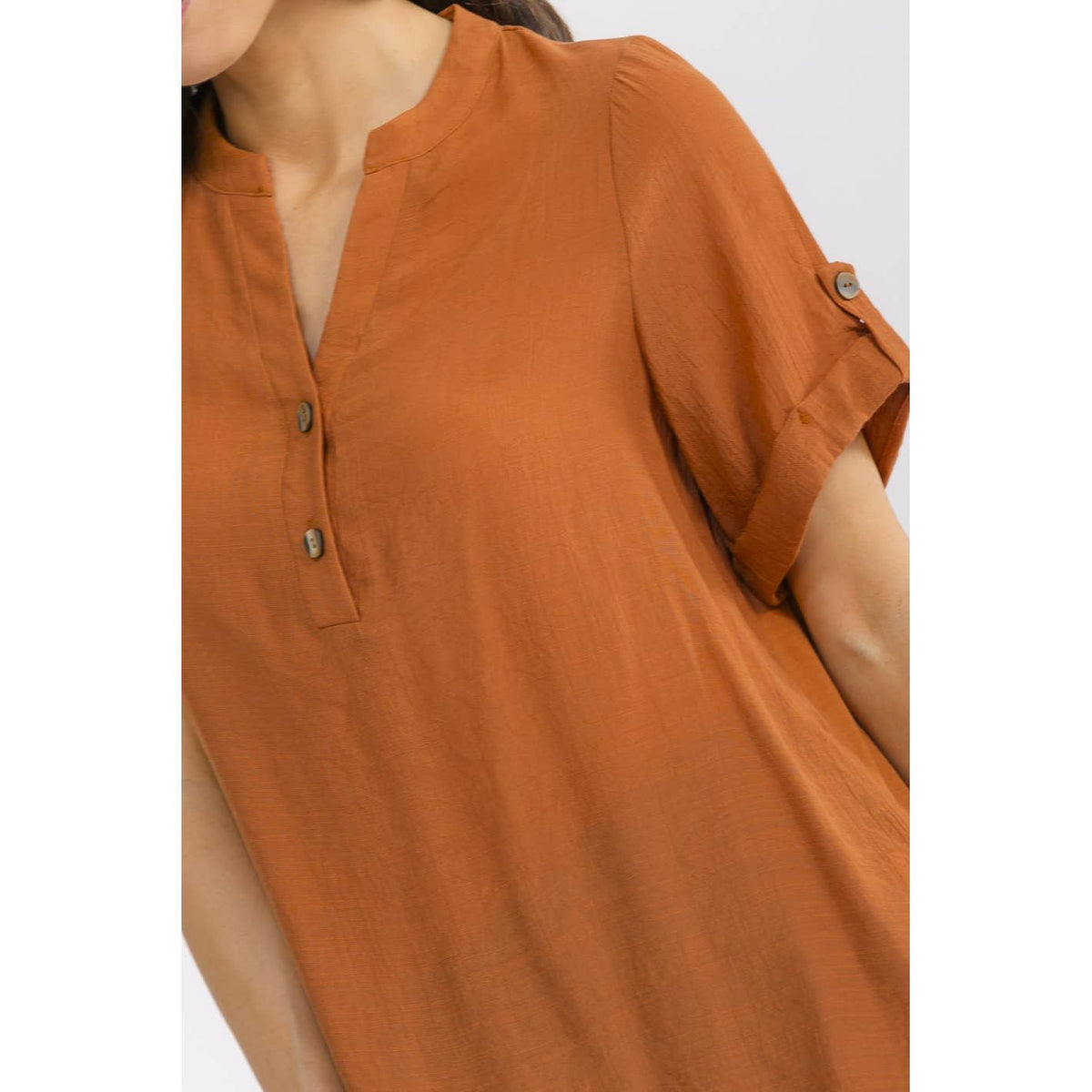 BUTTON FRONT TUNIC SHIRT